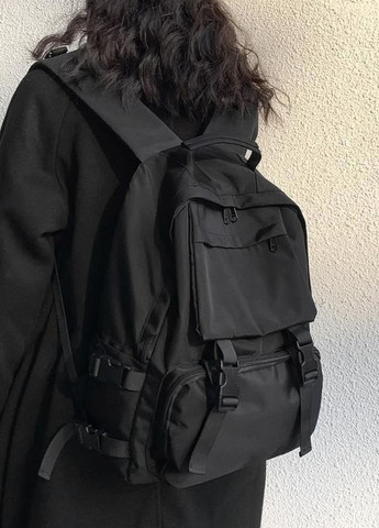 Рюкзак с карманами мужской женский детский школьный портфель черный No Brand (275998309)
