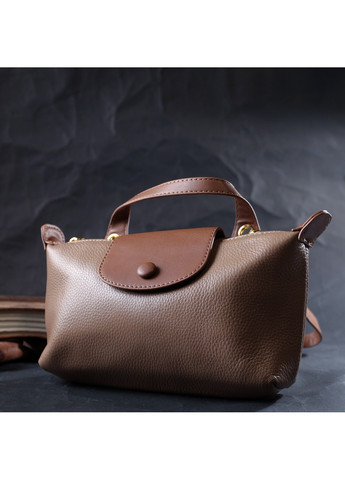 Идеальная женская сумка с интересным клапаном из натуральной кожи 22251 Бежевая Vintage (276461819)