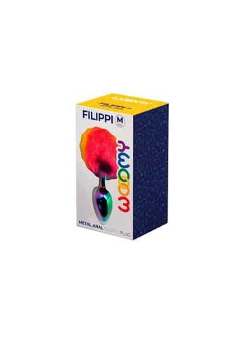 Анальная пробка Filippi M, с пушистым хвостиком, диаметр 3,4 см, длина 8 см. Wooomy (277236550)