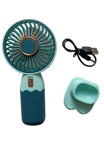 Вентилятор ручной аккумуляторный Mini Fan ZB088C USB Сине-бирюзовый No Brand (260264652)