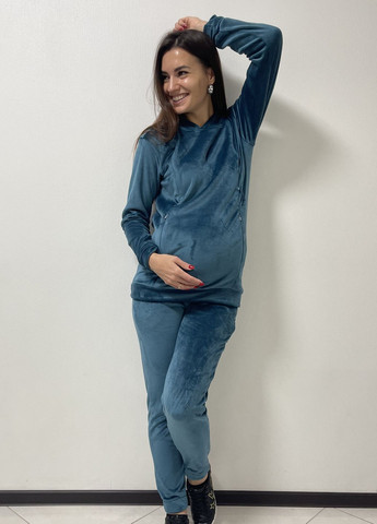 Спортивний костюм для вагітних та годуючих мам з широким бандажним поясом та секретами для годування Матуся велюровий костюм (269901303)