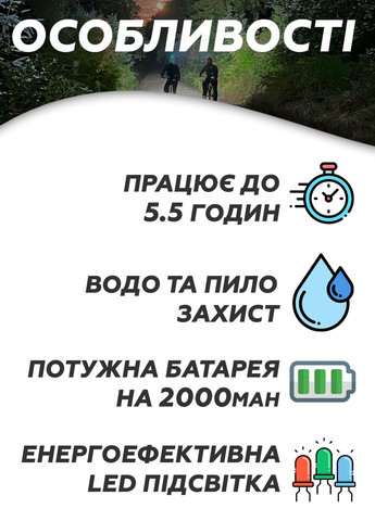 Ліхтарик для велосипеда з акумулятором / велофара / YQ-QD400LM 8726 Чорний 64997 Rockbros (258053936)