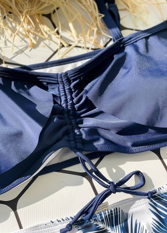 Темно-синий летний роздільний купальник зі стильним топом раздельный Vakko