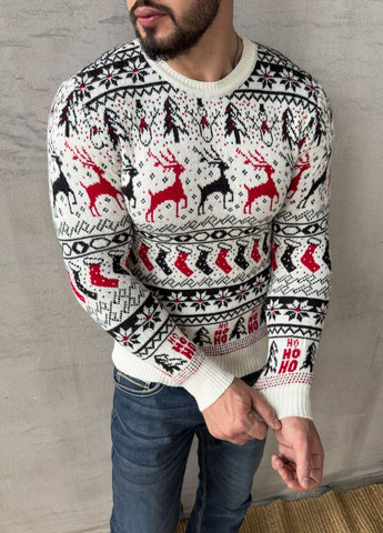 Белый зимний теплый свитер No Brand