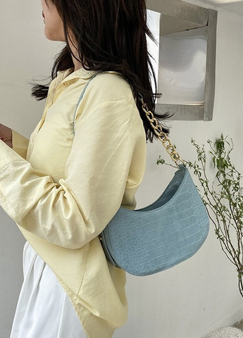 Жіноча сумочка багет рептилія блакитна бірюзова No Brand (259294529)