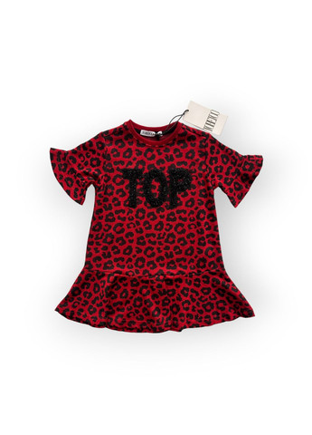 Бордовое платье детское на короткий рукав tf199000 леопард To Be Too (266701757)