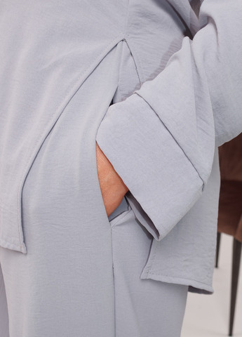 Женский костюм из креп жатки рубашка и штаны Серый Maybel (258602918)