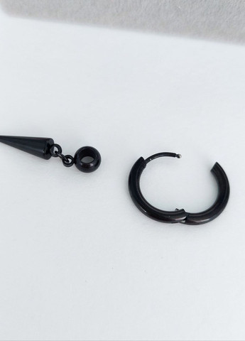 Cерьга кольцо мужская из стали (1 шт) с шипом MK1253-1 черный DeKolie (260712425)
