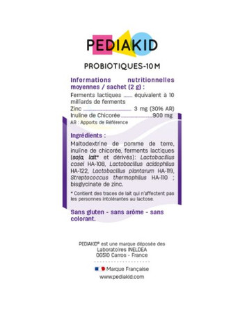 Комплекс "Закрепы " Transit doux 125 ml Apple + Probiotiques-10M 10 sachets Pediakid (264295693)