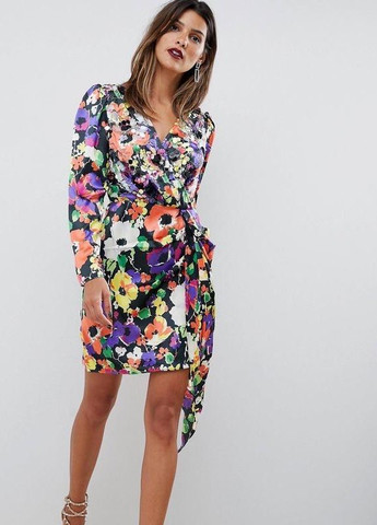 Комбинированное платье плиссированное миди с цветочным принтом Asos