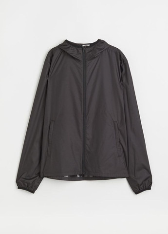 Чорна демісезонна куртка-вітровка з капюшоном H&M
