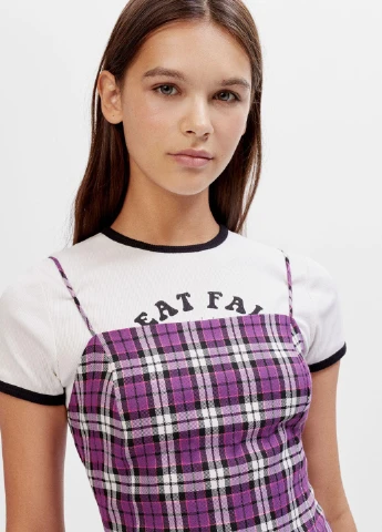 Фіолетова сукня літо,фіолетовий в клітку, Bershka