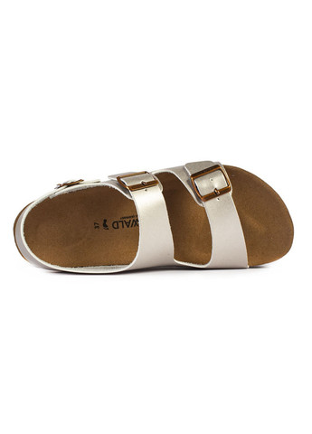Серебряные повседневные сандалии подростковые для девочек бренда 6300004_(16) Grunwald на кнопках