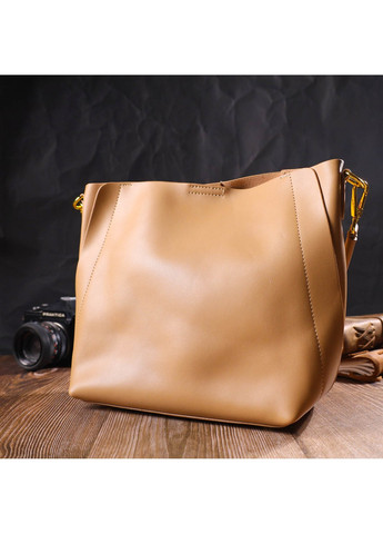 Жіноча ділова сумка з натуральної шкіри 22110 Пісочна Vintage (260360856)