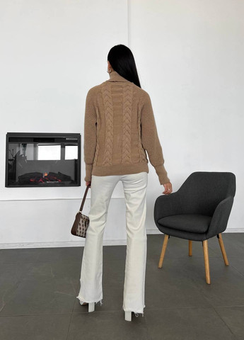 Женский вязаный свитер с объемными рукавами цвет кемел р.42/46 443577 New Trend (266901816)
