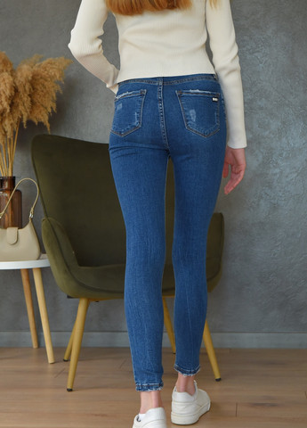 Синие демисезонные зауженные джинсы подростковые синего цвета размер 25 Let's Shop