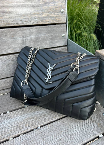 Класична стьобна сумочка з лого Yves Saint Laurent 30 silver black Vakko (260796646)