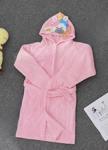 Дитячий банний халат для дітей дівчаток хлопчиків 2-4 роки універсальний розмір мікрофібра (475126-Prob) Єдиноріг рожевий Unbranded (262290843)