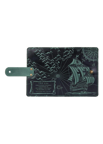 Обложка для паспорта из кожи «Discoveries» PB-03S/1 Shabby Alga Темно-зеленый Hi Art (268371694)