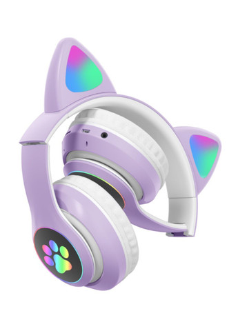 Навушники з котячими вушками Bluetooth Фіолетові No Brand stn-28 (260495658)