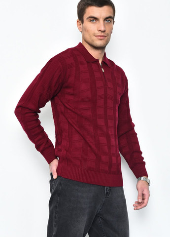 Бордовый демисезонный свитер мужской бордового цвета акриловый пуловер Let's Shop