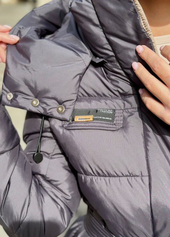 Графітове зимнє Жіноче зимове довге пальто 70672 Fodarlloy