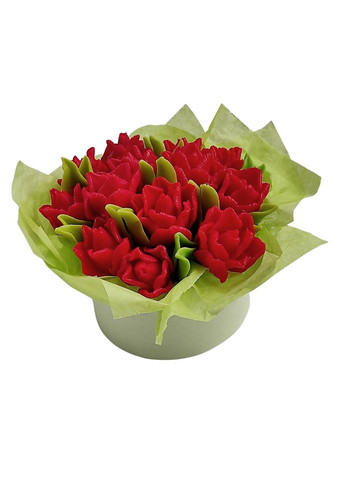Букет из мыла красные тюльпаны в шляпной коробке. Bila Lileya (275864240)
