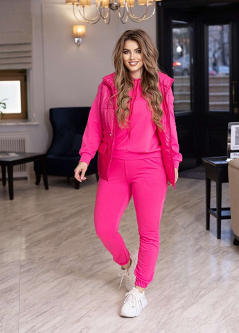 Женский спортивный костюм с жилеткой розового цвета р.4XL 52/54 379929 New Trend (258706181)
