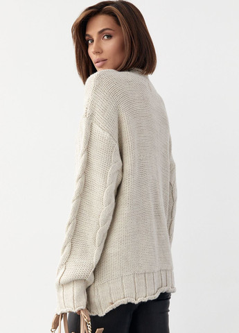 Бежевый демисезонный вязаный свитер No Brand