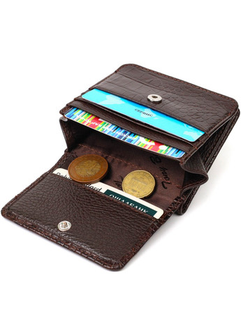 Портмоне з натуральної шкіри з тисненням під крокодила 22022 Коричневий Tony Bellucci (262158820)