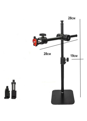 Настольная стойка журавль с держателем смартфона, вертикальный телескопический штатив 28.5 см No Brand (276716494)