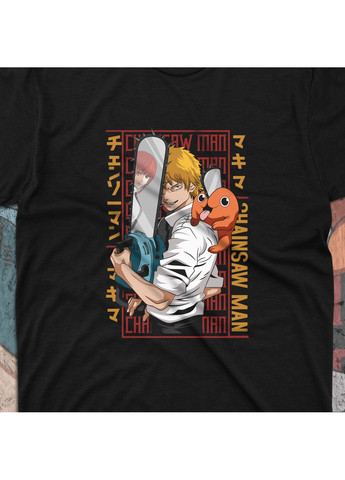 Чорна футболка з принтом людина бензопила - денджи і почіта No Brand