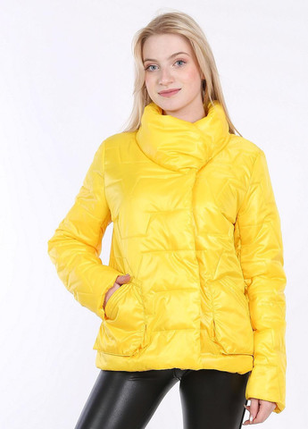 Жовта куртка короткая женская 327 плащевка желтая Актуаль