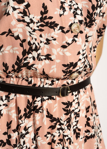 Розовое кэжуал платье с цветочным принтом (розовый) Time of Style однотонное