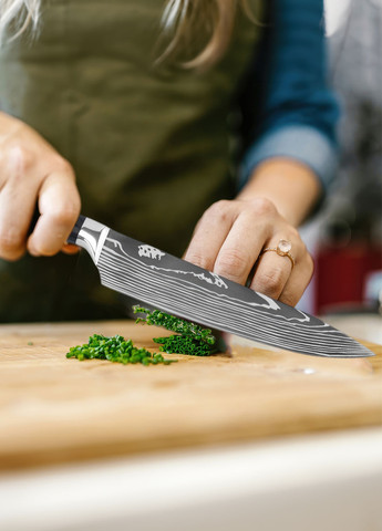 Набір ножів з нержавіючої сталі / професійні ножі для кухні / для м'яса, риби, овочів / 10 предметів DobraMAMA сірий, нержавіюча сталь