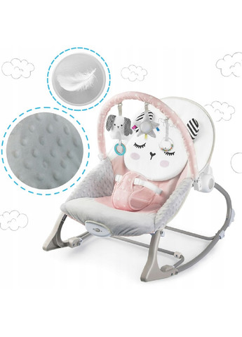 Дитяче крісло гойдалка шезлонг багатофункціональне для дітей малюків з вібрацією 62х48 см (475198-Prob) Рожеве Unbranded (263056525)