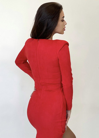 Красное коктейльное платье женское красное футляр Let's Shop однотонное