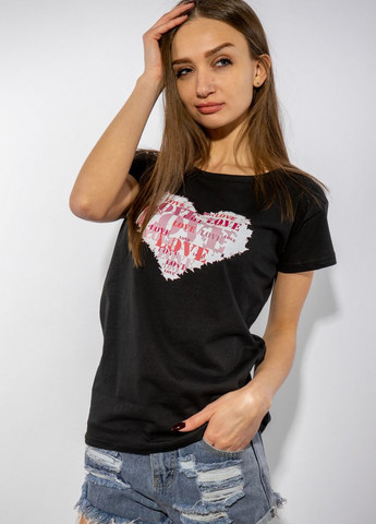 Футболка женская сердце love (Черный) Time of Style - (261922240)