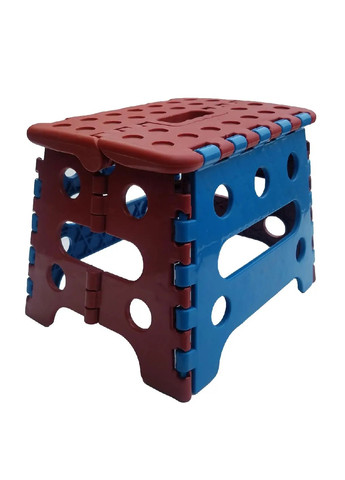 Пластиковый маленький раскладной компактный переносной стул табурет 18х22х28.5 см (475610-Prob) Синий с красным Unbranded (269236463)