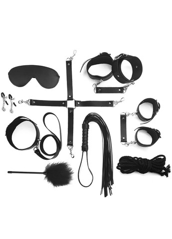 Набір - BDSM Set Leather, 10 предметів, натуральна шкіра, Чорний Art of Sex (277237321)
