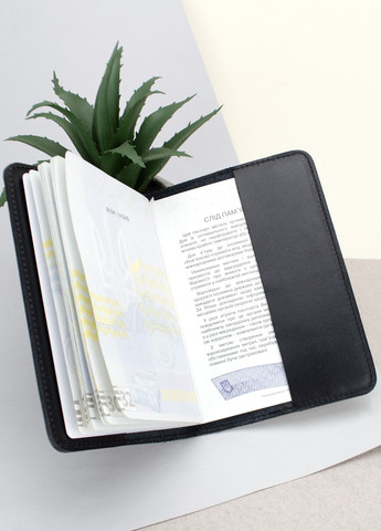 Обложка на паспорт кожаная HC-0074-2 с гербом Украины черная глянцевая HandyCover (263686829)