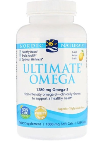 Ultimate Omega 1280 mg 120 Soft Gels Lemon NOR-02790 Nordic Naturals (256723265)