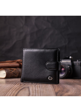 Чоловічий трендовий гаманець із натуральної шкіри 22553 Чорний st leather (277980495)