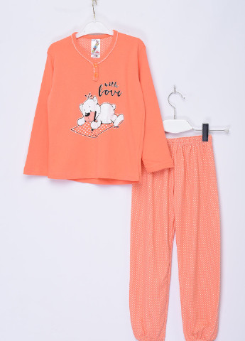 Оранжевая всесезон пижама детская оранжевого цвета с рисунком Let's Shop