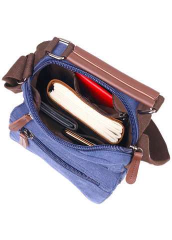 Отличная мужская сумка из плотного текстиля 21228 Синяя Vintage (258286276)