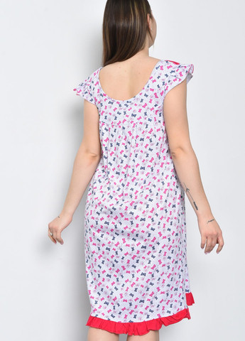 Нічна сорочка жіноча напівбатальна білого кольору з малиновими вставками Let's Shop (271958510)