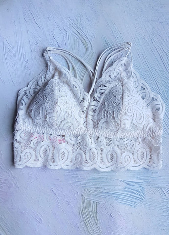 Топ кружевной Crochet Strappy Lace Bralette Молочный Victoria's Secret (260601858)