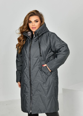 Серая женская теплая курточка цвет серый р.54 447403 New Trend