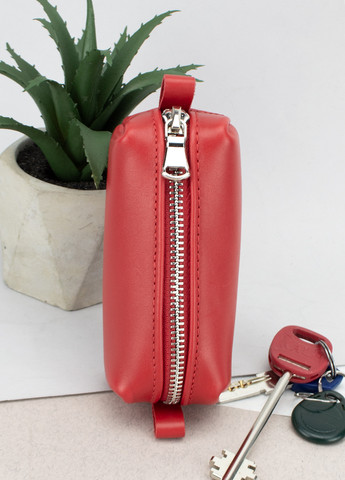 Ключниця шкіряна жіноча велика HC0012 на блискавці червона HandyCover (274060315)
