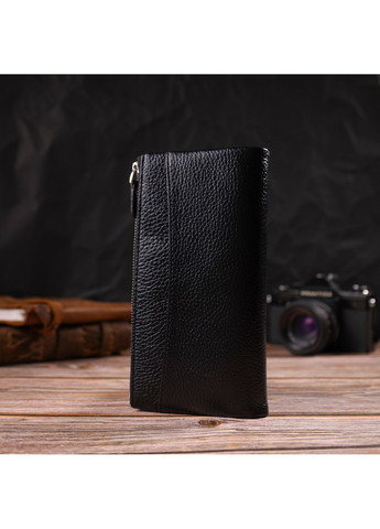 Класичний жіночий гаманець із зручним функціоналом із натуральної шкіри 21717 Чорний Canpellini (259873986)